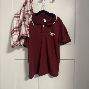 Maroon Kids Polo Shirt and Shorts with Horse Emblem